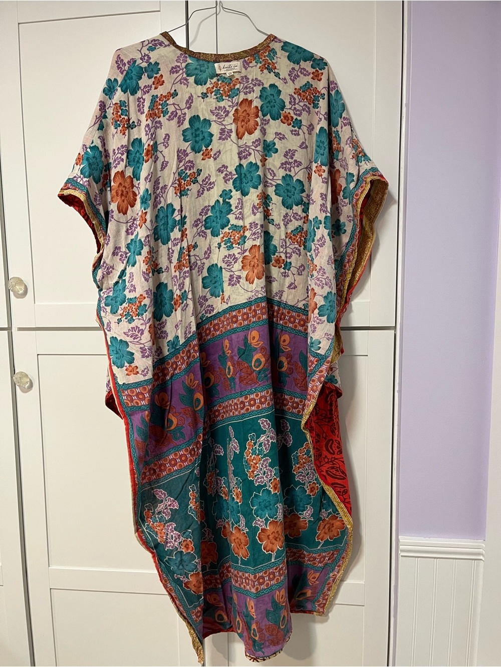 Kantha Bae Reversible Cotton Muu Muu Swim Coverup OS Silk Pockets - Picture 7 of 10